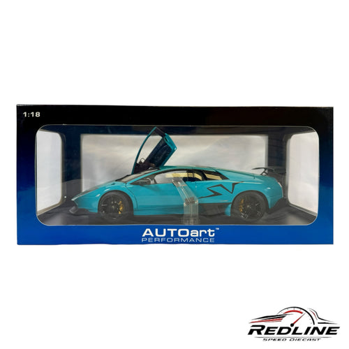 Redline Speed Diecast 1:18 scale turquoise Lamborghini Murcielago LP670-4 SV model car with open scissor doors in box