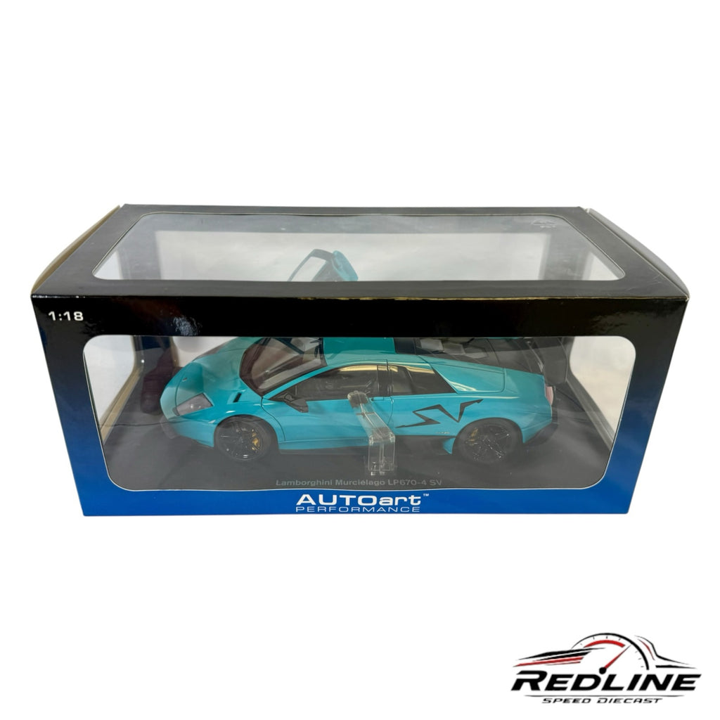 Redline Speed Diecast 1:18 scale turquoise Lamborghini Murcielago LP670-4 SV model car in original display box