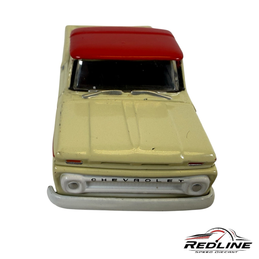Redline Speed Diecast vintage Chevrolet pickup truck model in cream and red two-tone paint with front grille detail