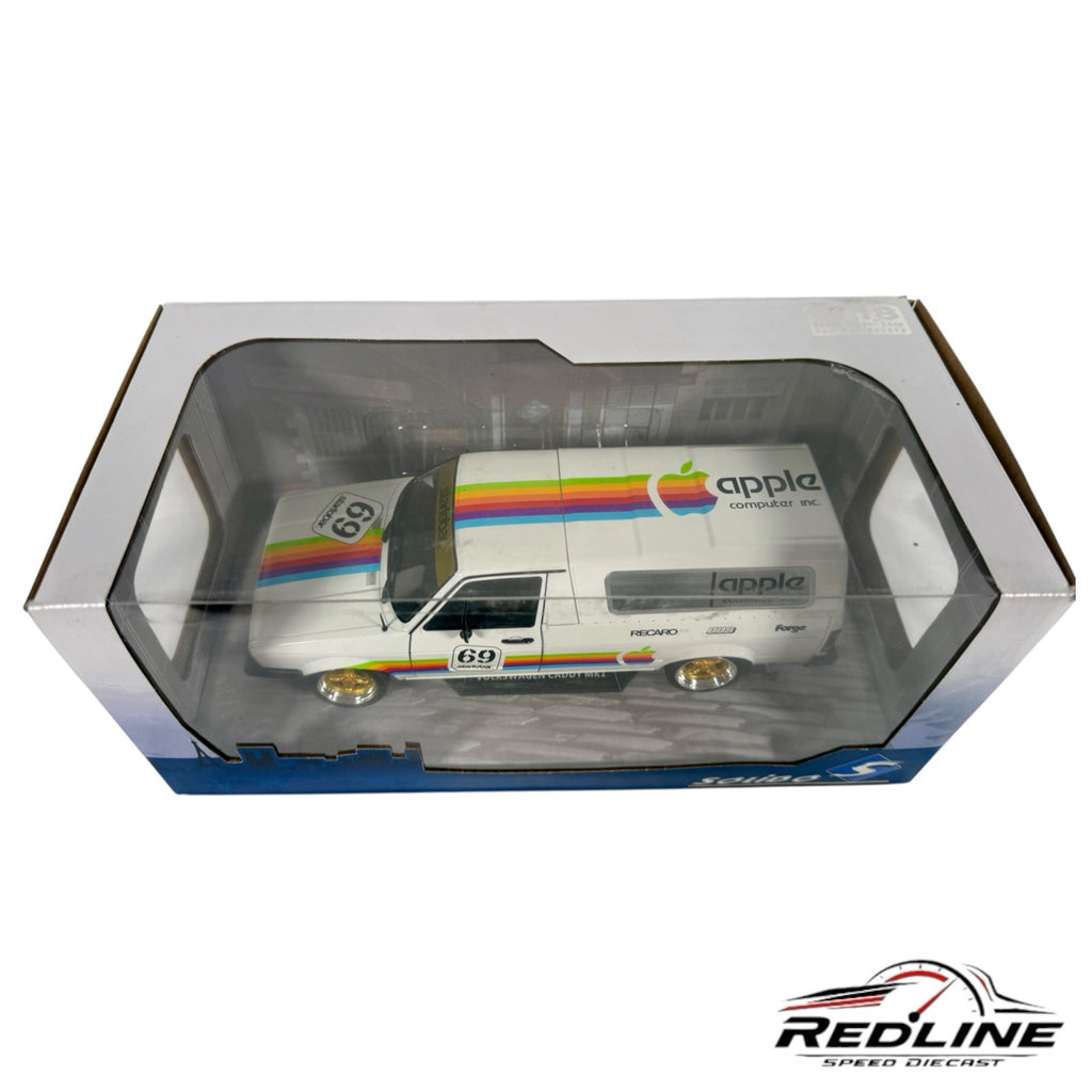 Redline Speed Diecast 1:18 scale white Volkswagen Caddy Mk1 model with Apple Computer Inc. rainbow livery in box