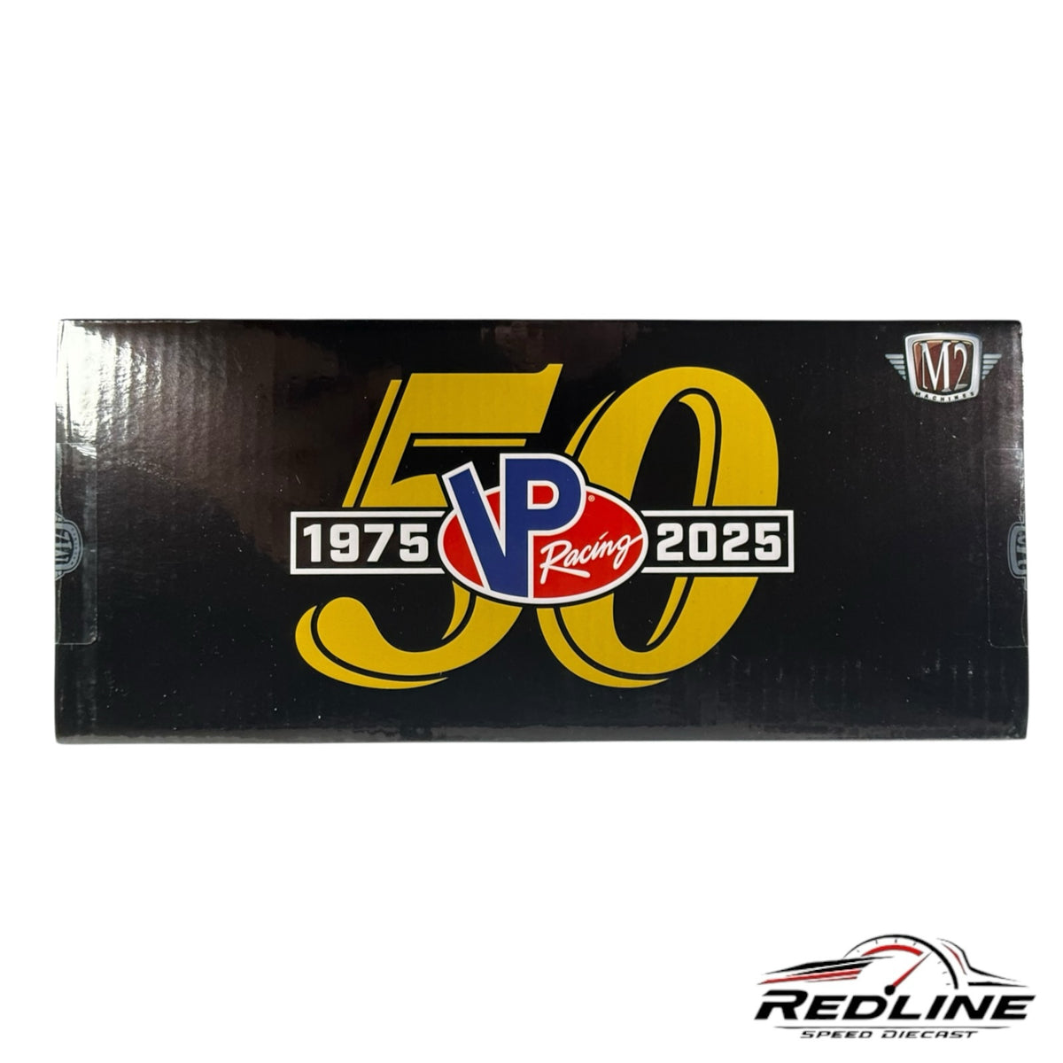 Redline Speed Diecast M2 Machines VP Racing 50th anniversary commemorative box packaging with yellow and blue logo