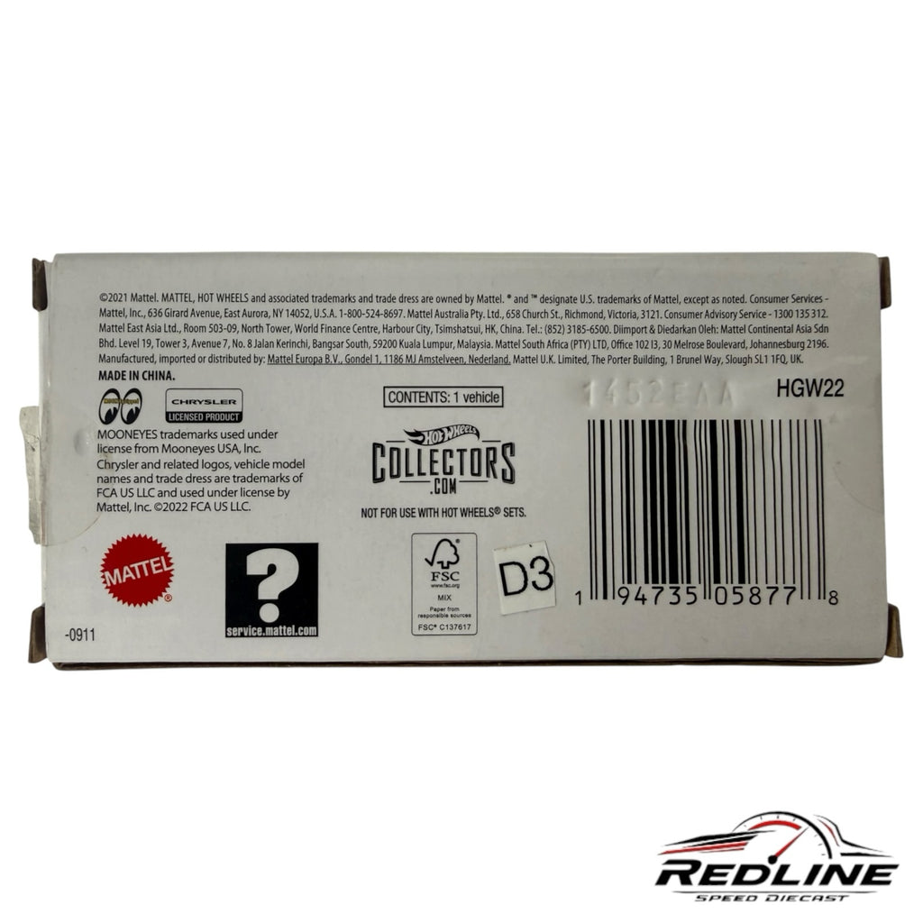 Redline Speed Diecast packaging back view showing product information, legal disclaimers, and barcode for 1941 Willys