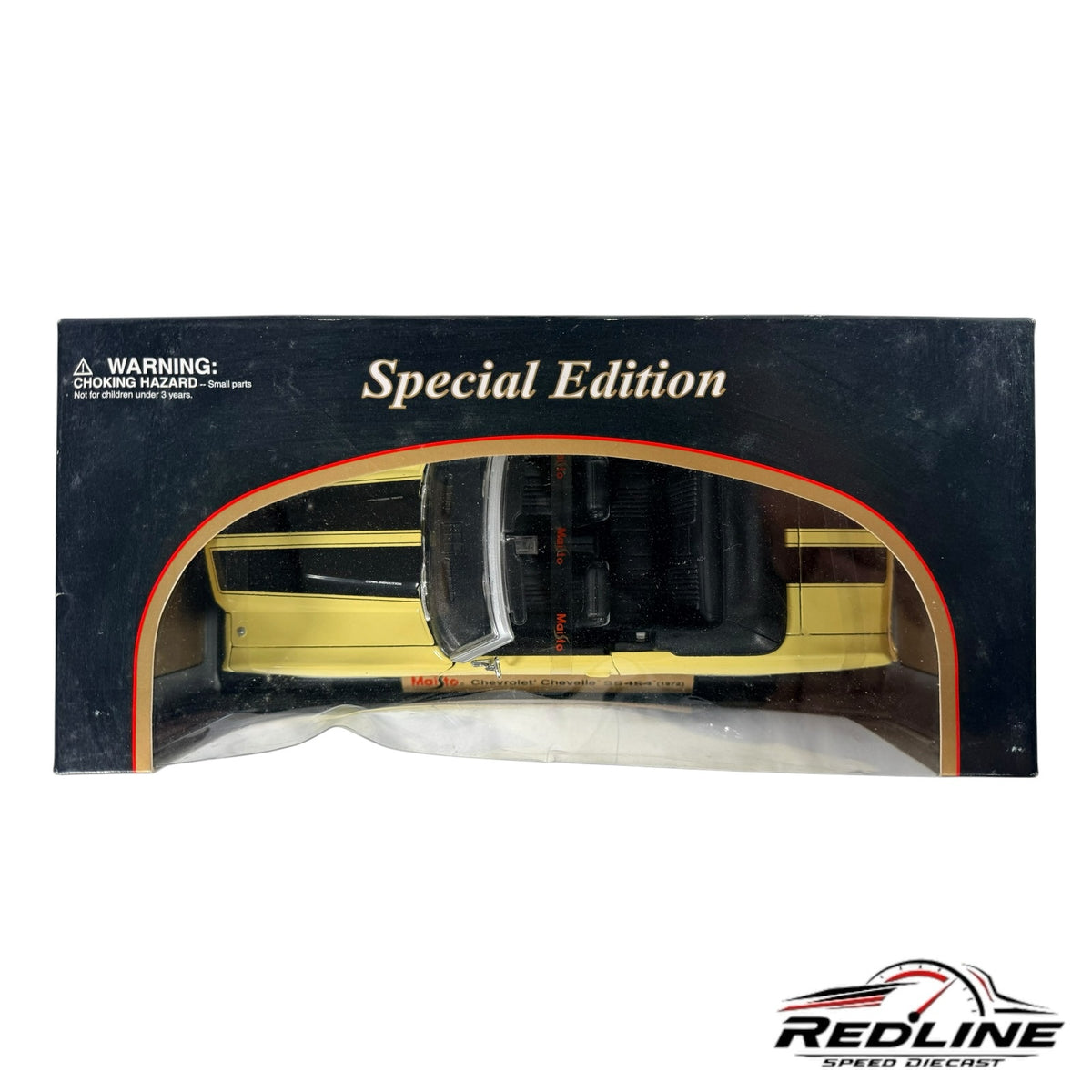 Redline Speed Diecast 1:18 scale yellow 1972 Chevrolet Chevelle SS454 convertible model in original display box