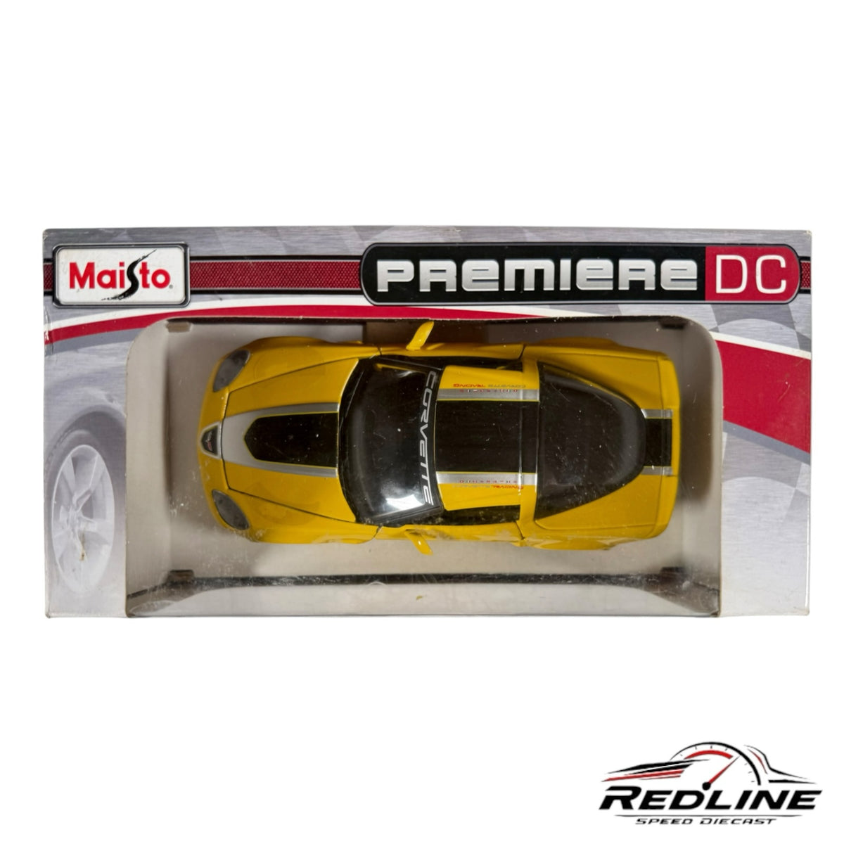 Redline Speed Diecast Maisto 1:24 scale yellow 2009 Chevrolet Corvette Z06 GT1 model car in original packaging
