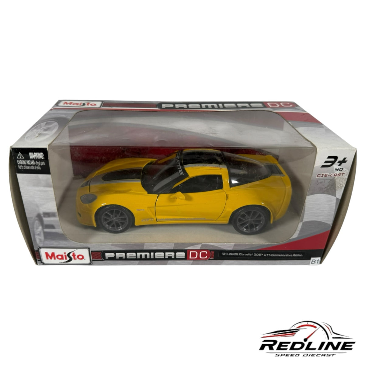 Redline Speed Diecast 1:24 scale yellow 2009 Chevrolet Corvette Z06 GT1 model car in original display box