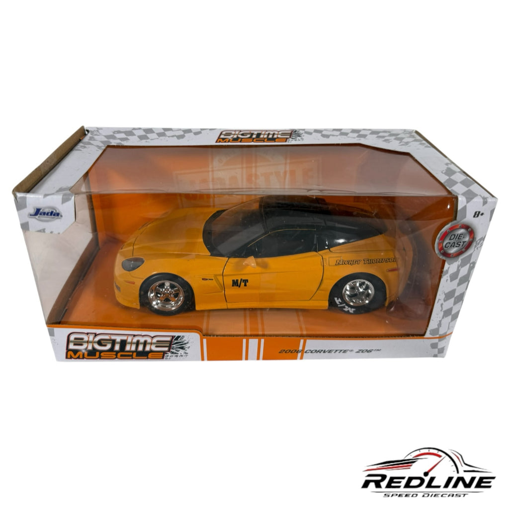 Redline Speed Diecast Jada Toys 1:24 scale yellow 2006 Chevrolet Corvette Z06 die-cast model car in display box