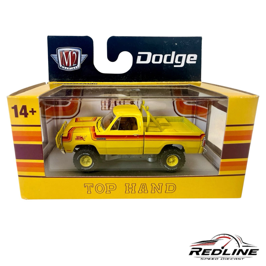 Redline Speed Diecast 1:64 scale yellow 1978 Dodge Power Wagon Top Hand truck model in original packaging