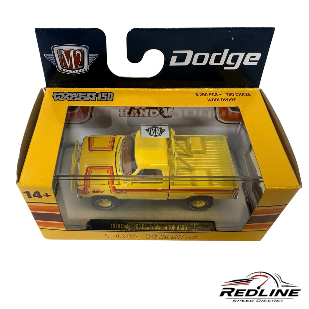 Redline Speed Diecast 1978 Dodge Power Wagon Top Hand yellow die-cast truck in original packaging