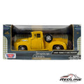 Redline Speed Diecast 1:24 scale yellow 1955 Ford F-100 pickup truck model in original display packaging
