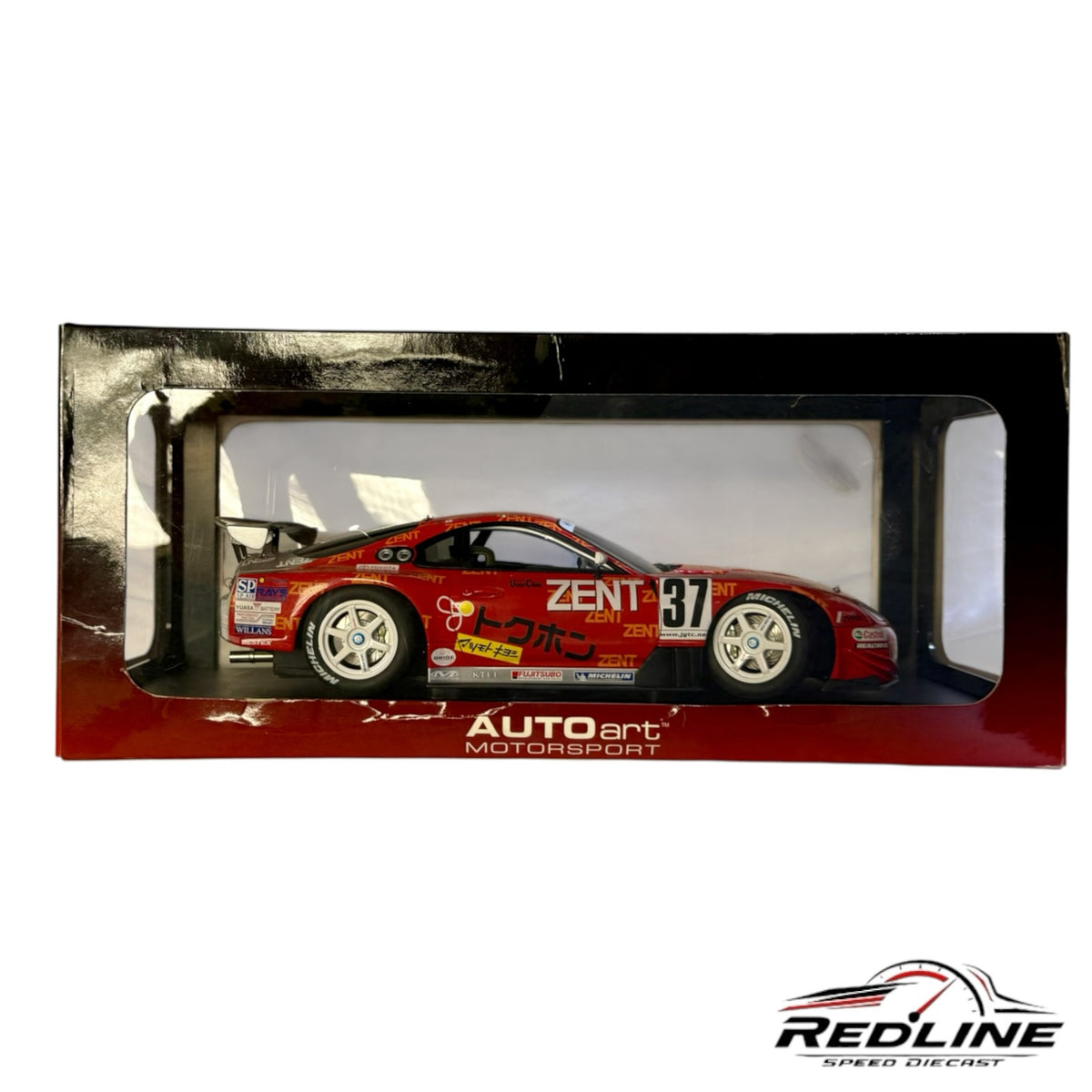 Redline Speed Diecast 1:18 scale AUTOart 2003 ZENT TOM'S Toyota Supra #37 race car model in original display box