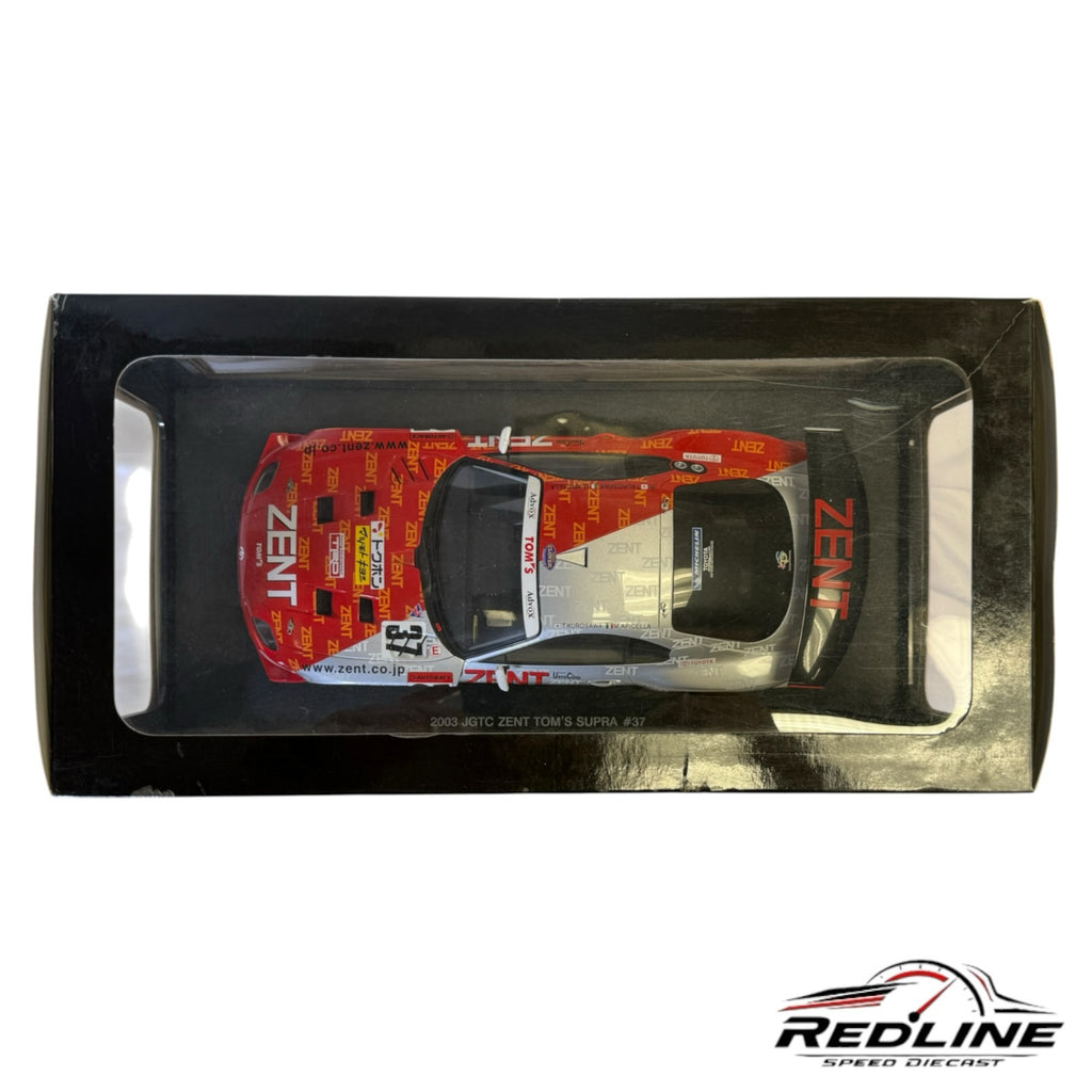 Redline Speed Diecast 1:18 scale 2003 ZENT TOM'S Toyota Supra JGTC race car model in red and silver livery
