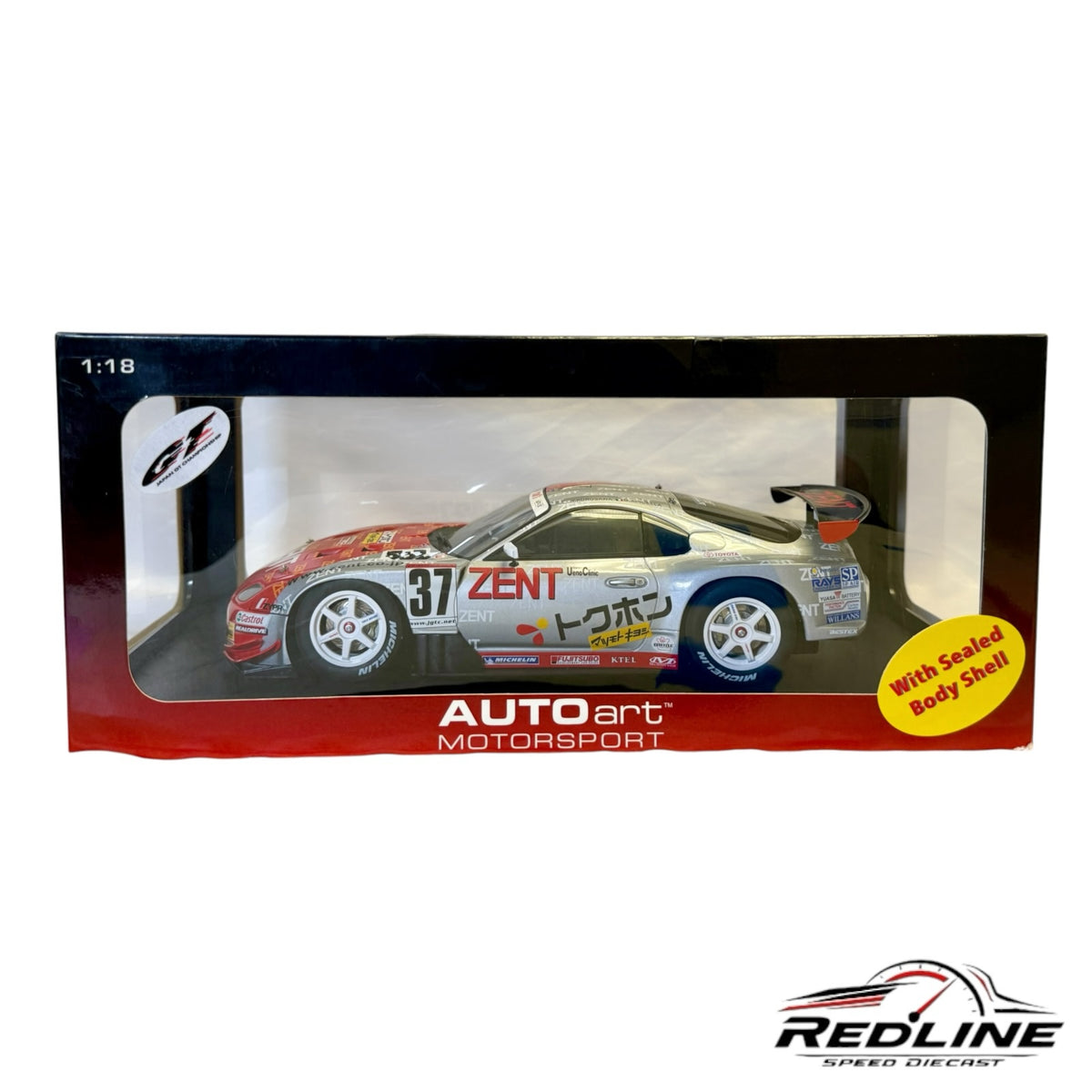 Redline Speed Diecast 1:18 scale AUTOart 2003 ZENT TOM'S Toyota Supra JGTC race car model in original display box