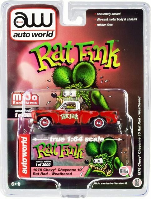 🔥Auto World MIJO EXCLUSIVES Rat Fink 1978 Chevrolet Cheyenne 10 Rat Rod H23🔥