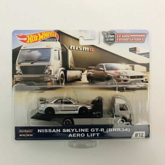 🇺🇸Hot Wheels Premium Team Transport Nissan Skyline GT-R BNR34  & Aero Lift🇺🇸
