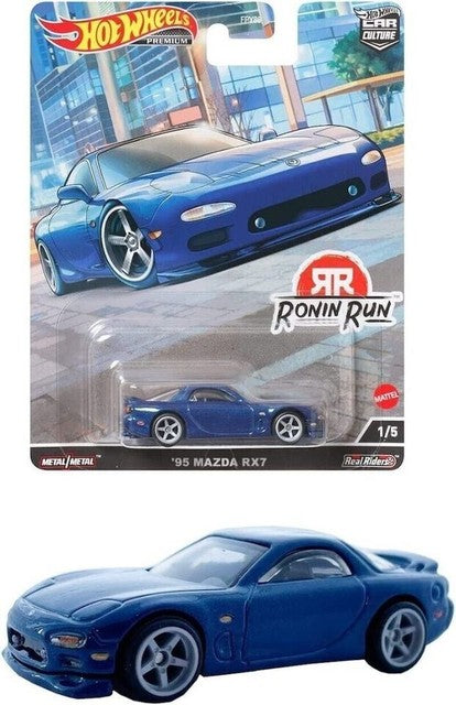 Hot Wheels Car Culture Ronin Run 1995 Mazda RX7 1:64 Model Car - Blue (HCK13)